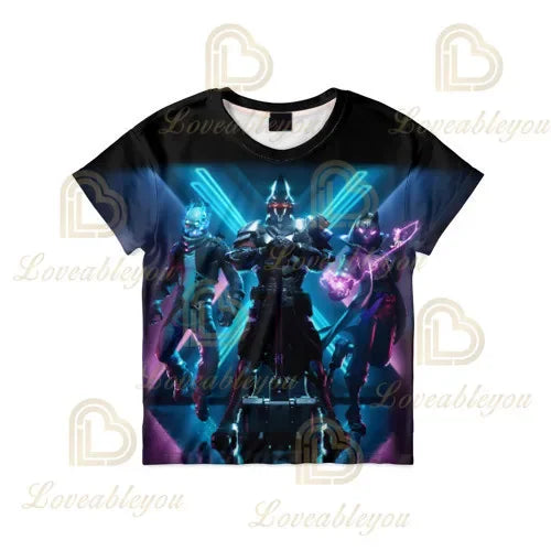 T-shirt Cartoon Fortnite para Rapazes e Raparigas, Battle Royale 3D, 3 a 14 Anos, Victory Royale, Top de Jogo para Criança e Roupa Teen