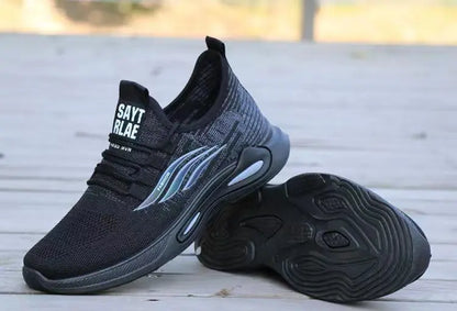 Breathable Running Shoes Men's Sporty Casual Outdoor Travel Lightweight Rubber Outsole Flat Heel round Toe Knitted Mesh Upgraded