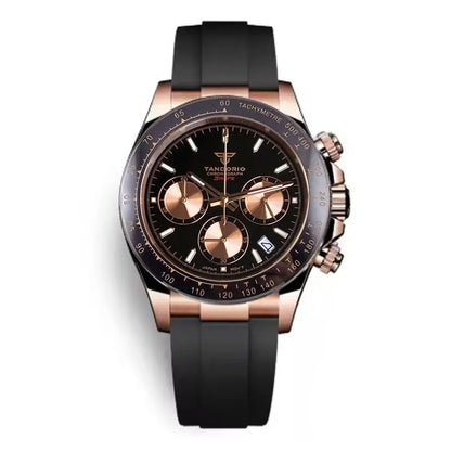 Relógio de Luxo para Homem VK63 com Movimento de Quartzo, Cronógrafo Business, 39mm, Aço/Ouro Rosa, Data, Mostrador Luminescente, Cronógrafo Completo