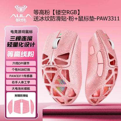 AULA SC620 Wireless 3-Mode Gaming Mouse, Bluetooth RGB Lightweight Mouse with 2.4GHz & USB-C, Ergonomic Hollow Gaming Mouse for PC, Laptop & Esports