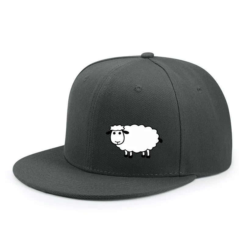 Casquette de baseball unisexe ajustable - Casquette de style urbain à visière plate avec motif de mouton : un accessoire décontracté, polyvalent et personnalisable
