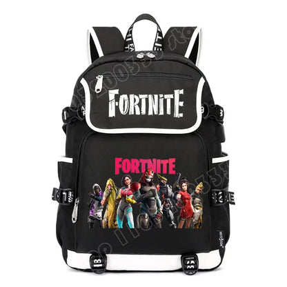 Fortnites Large Capacity Backpack Casual Shoulder Bag with USB Port Unisex Anime Students Schoolbag New Stylish Stationery Gift
