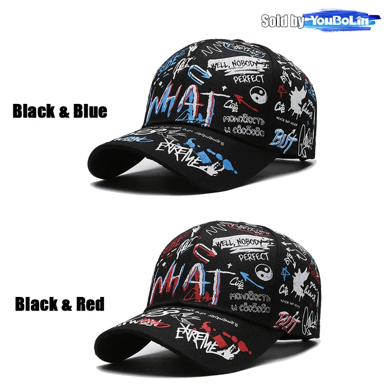 Cappellino da baseball graffiti per uomo e donna – Cappello regolabile in cotone stile street snapback