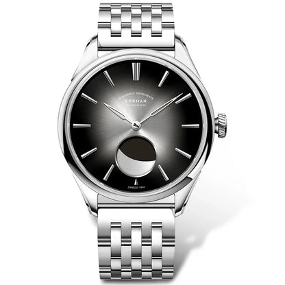 BORMAN 41.5mm 5ATM Waterproof Mechanical Watches Moon Phase Luxury Designer Men Dress Automatic Wristwatch