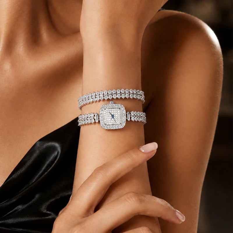 Sotoiru Square Luxury Diamond Watch For Women Silver Quartz Wristwatch Bling Bling Jewelry Zircon Wrap Watches Female Clock 2026