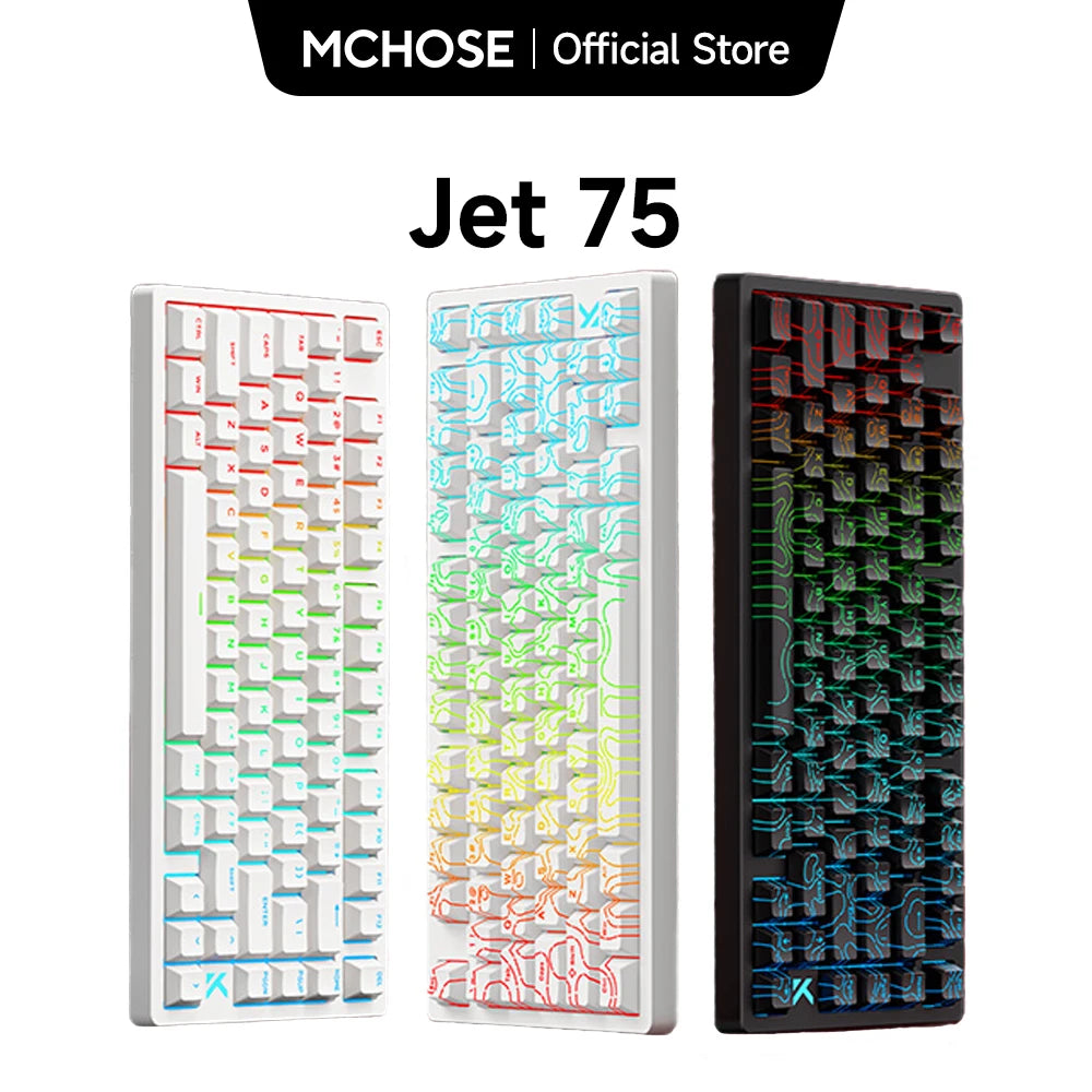 Teclado Gaming MCHOSE Jet 75 com Interruptores Magnéticos Hall Effect, Hot-Swappable, RGB Personalizado, Snap Tap, Latência de 0.1ms e Taxa de Polling de 8kHz