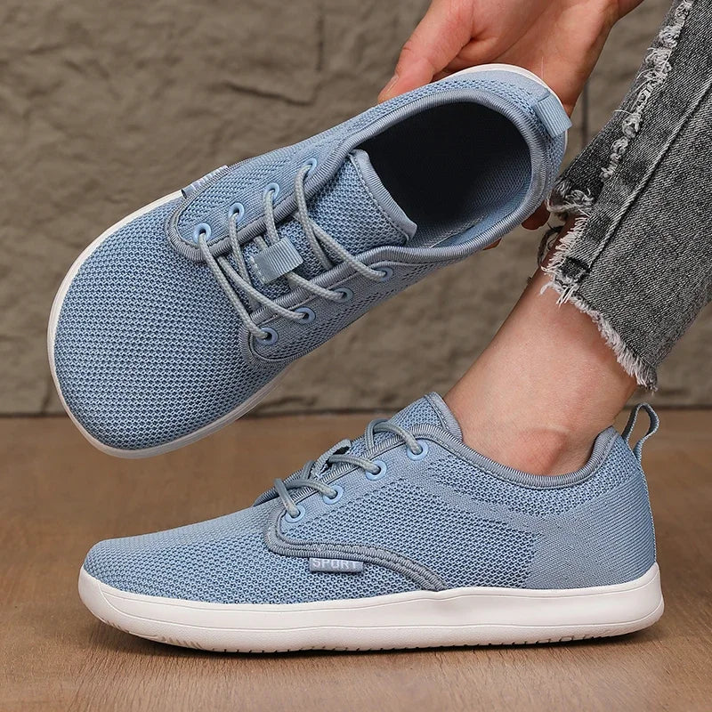 Summer Breathable Women's Flat Shoes Lightweight Mesh Comfortable Walking Shoes Men's Wide Foot Soft Sole Casual Wear Bare Foot