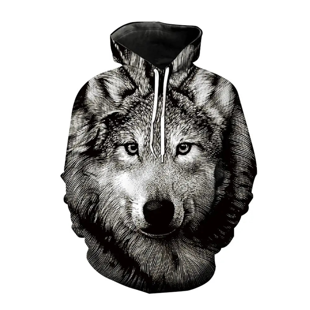 Sweats com Capuz Estampados de Lobo para Homem 3D, Sweatshirts de Marca, Casacos de Qualidade, Pullover de Moda, Fatos de Treino Animal Streetwear Out