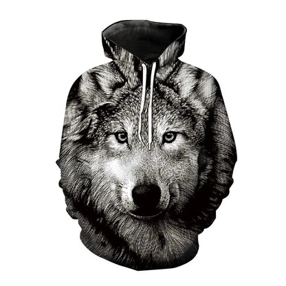 Sweats com Capuz Estampados de Lobo para Homem 3D, Sweatshirts de Marca, Casacos de Qualidade, Pullover de Moda, Fatos de Treino Animal Streetwear Out