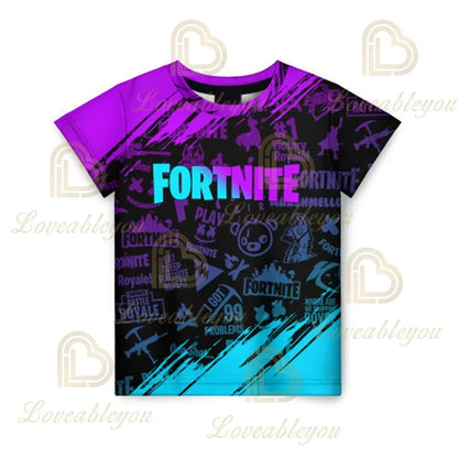 New Fortnite Summer T Shirt Boys Cartoon Cute Tee Short Sleeve Shirt Men Women Children Tshirts Teenager Tee Streetwear Tops