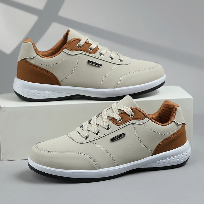New Men's Four Seasons Waterproof Walking Shoes Casual Men Leather Sports Shoes Non-Slip Camping Shoes Shoes Men's Tennis Shoes