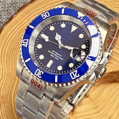 Relógio de Homem Automático Miyota8215 Impermeável 200m, Relógio de Mergulho 40mm com Movimento Mecânico, Luminoso, Bracelete Jubilee e Fecho Glide Lock