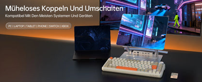 German Version Ajazz Ak820 Gaming Mechanical Keyboard, German Keyboard, ISO-DE Layout Qwertz Hot-Swappable Volume Knob, Holiday Gift