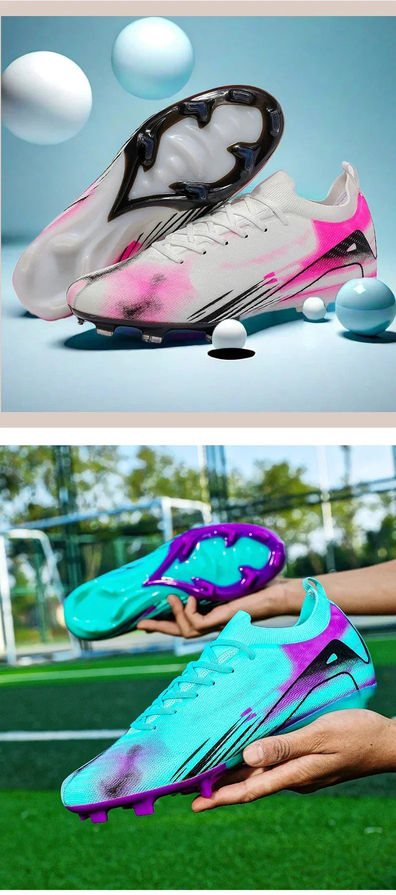New Men Football Boots Match Soccer Shoes FG Ultralight Drop Shipping Training Shoes Cleats Outdoor Soccer Non-Slip Long Spikes