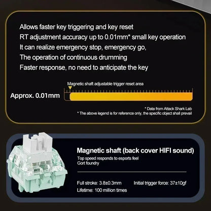Attack Shark X68 HE Gaming Keyboard Magnetic Mechanical Wired for Pro Gaming 0.01mm Rapid Trigger 8000Hz 128K Rate