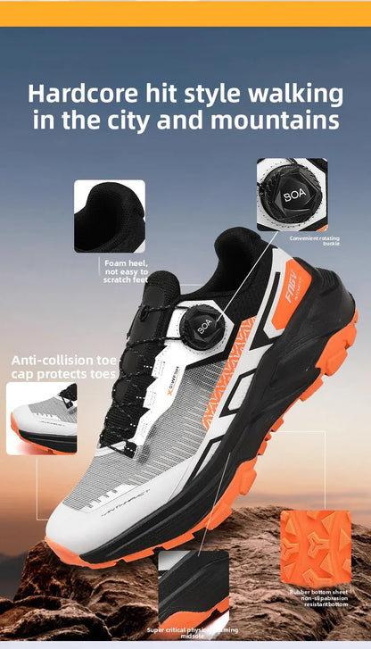 Spring & Summer Men's Running Shoes  Outdoor Hiking,Wear-Resistant Trail Shoes with BOA Closure,Breathable Sports & Casual Style