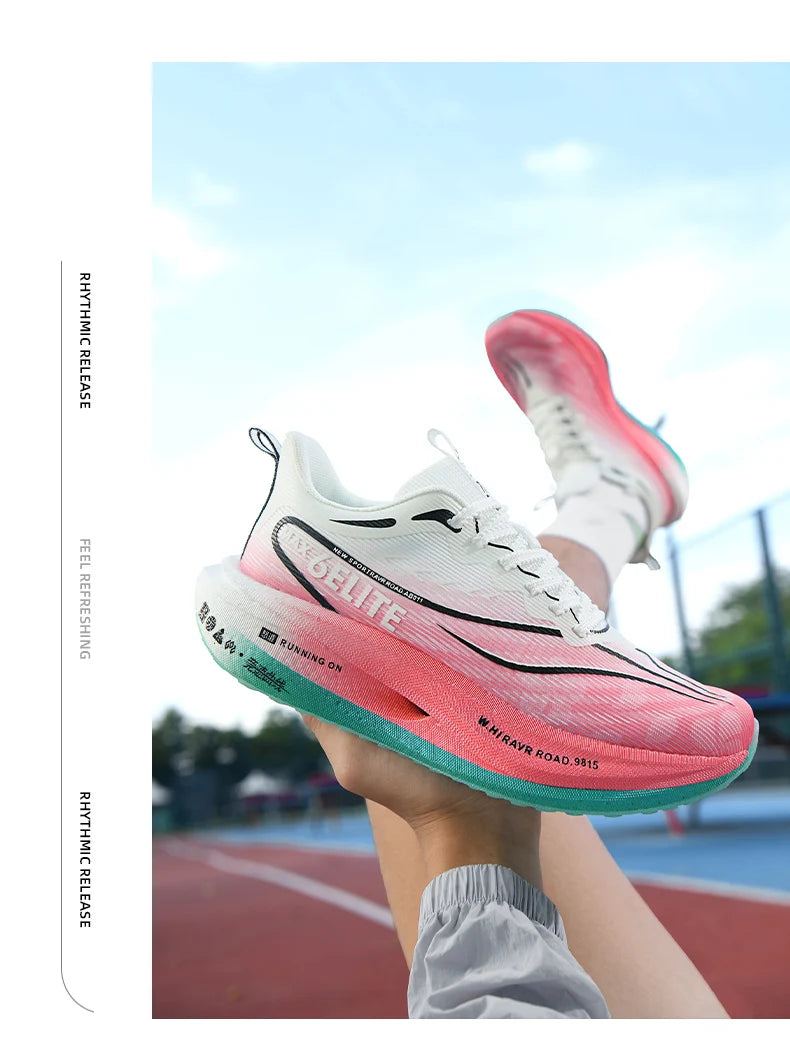 Men  Running Shoes Carbon Board Speciality Marathon Sports Breathable Lightweight Women's Comfortable Athletic Nonskid Sneakers