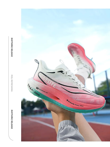 Men  Running Shoes Carbon Board Speciality Marathon Sports Breathable Lightweight Women's Comfortable Athletic Nonskid Sneakers