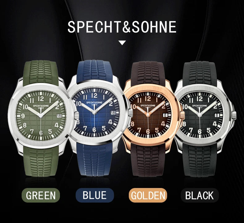 Specht&Sohne 40MM Automatic Mechanical Watch For Men Miyota 8215 Movt Sapphire Crystal 5167 Sports Wristwatch 50M Waterproof