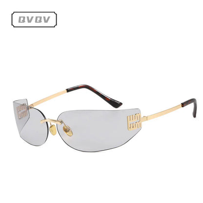 New Frameless Curved Metal Square Sunglasses Women Rimless Cutting Personality Glasses Fashion Brand Design Y2K Punk Sun Glasses