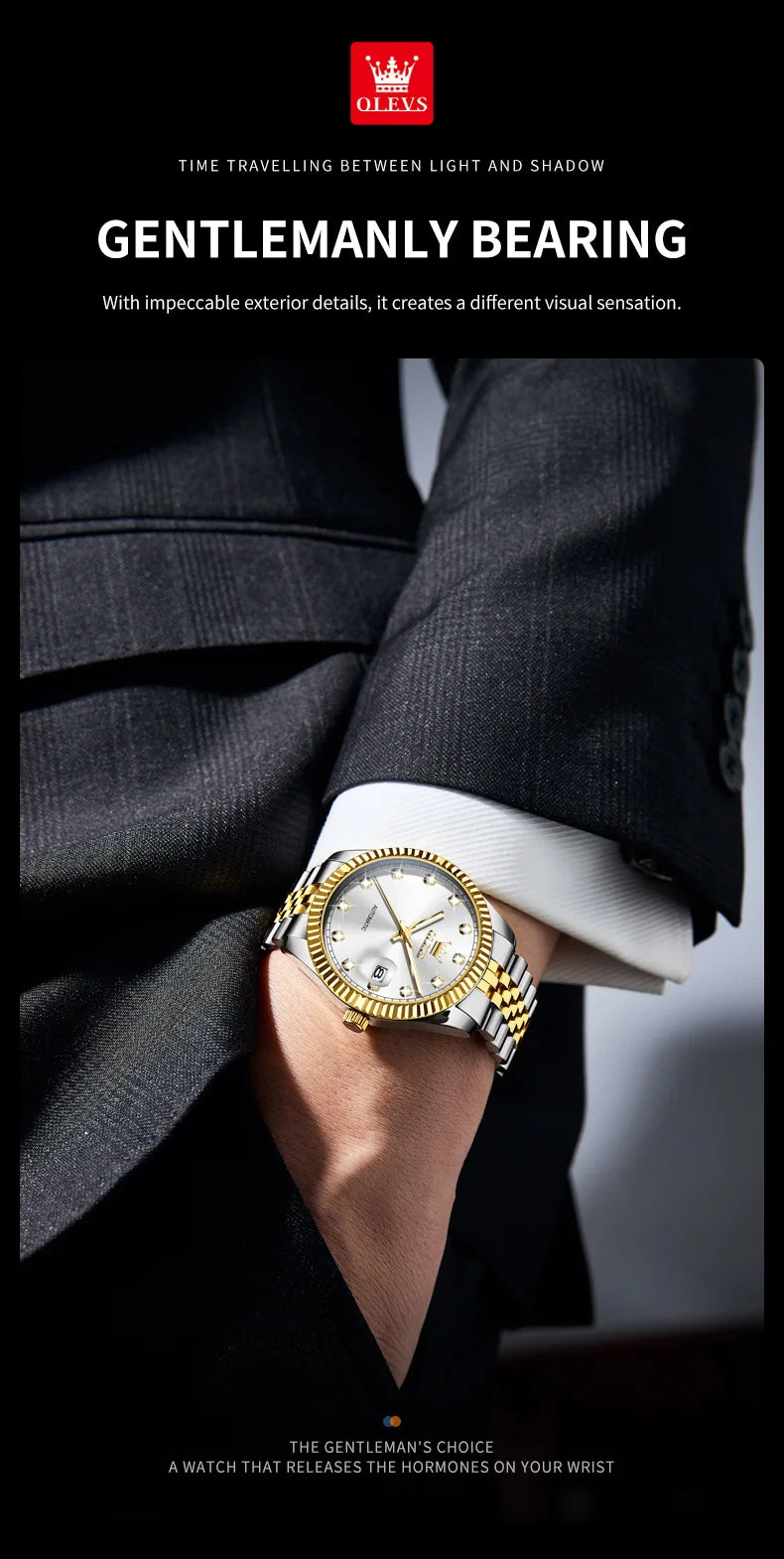 OLEVS New Automatic Watches Man Original Luxury Diamond Dial Stainless Steel Waterproof Auto Date Mechanical Watch for Men 6743