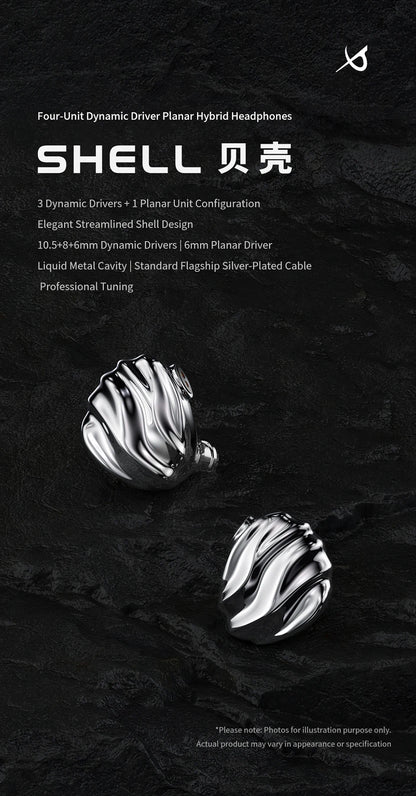 TRN SHELL Four-Unit Dynamic Driver Planar Hybrid Headphones Triple Dynamic + Planar Acoustic Architecture Headphones