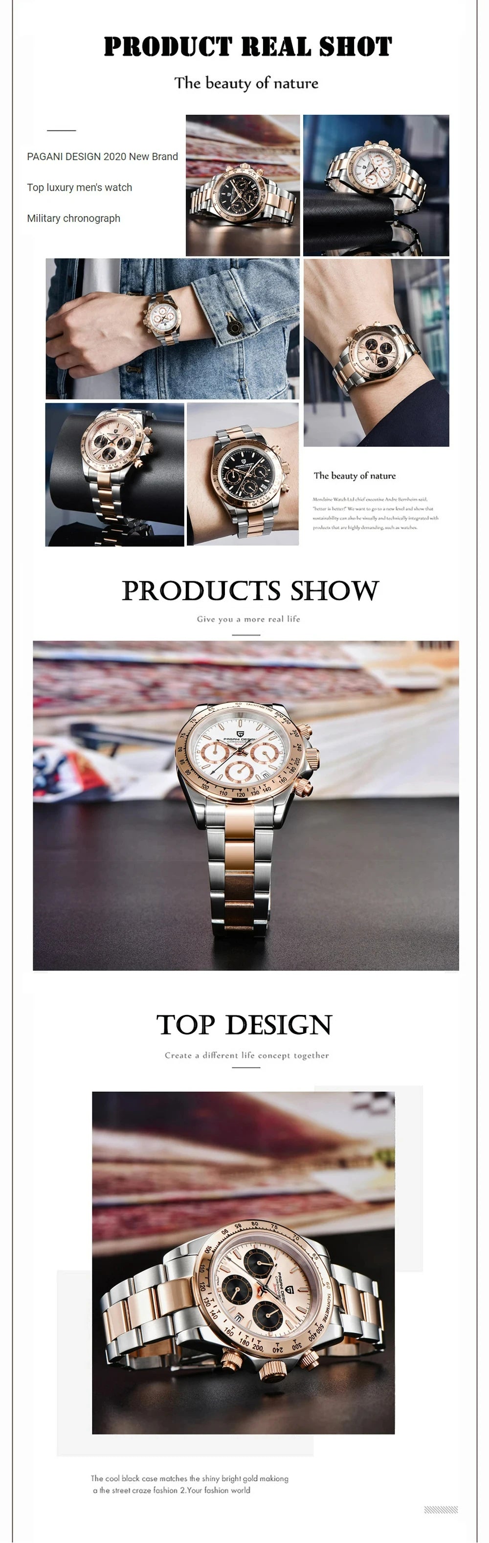 Gold 1644 PAGANI DESIGN 2026 New Men's Watches Top Brand Luxury Mens Quartz Wrist Watch Men Watch Men Chronograph Waterproof