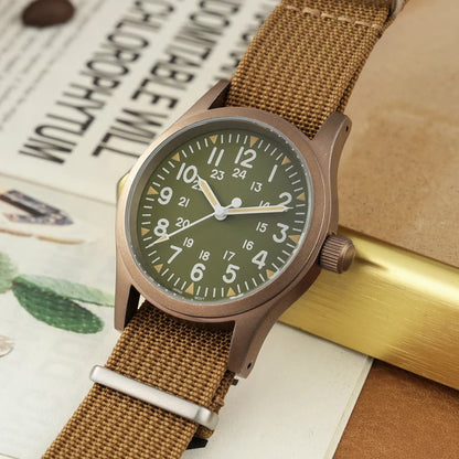 Militado ML05 Military Watch VH31 Sweep Quartz Movement Top Hat Domed Sapphire Crystal Vintage Watch 100m Waterproof Mens Watch