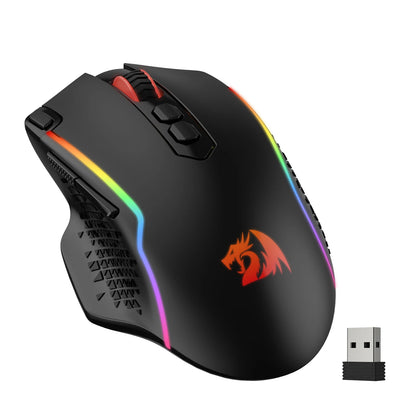 Mouse da gaming wireless Redragon M810 Pro, 10000 DPI, mouse da gamer cablato con tasto Rapid Fire, 8 pulsanti macro, nero/bianco