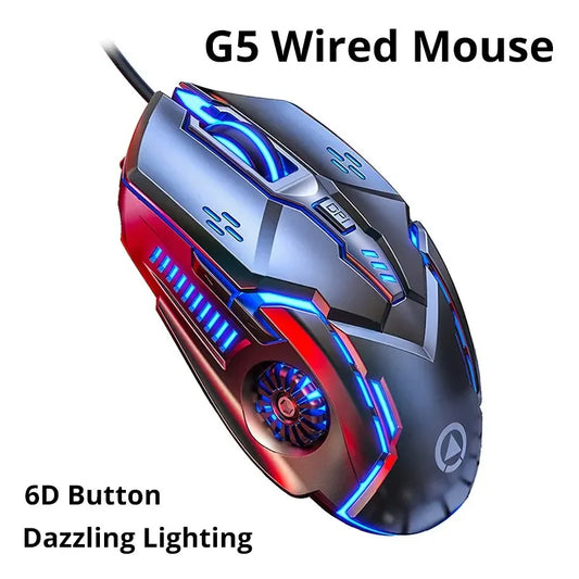 G5 Mute — przewodowa mysz gamingowa z sześcioma przyciskami, podświetleniem, do e-sportu, akcesorium komputerowe do laptopa i komputera stacjonarnego