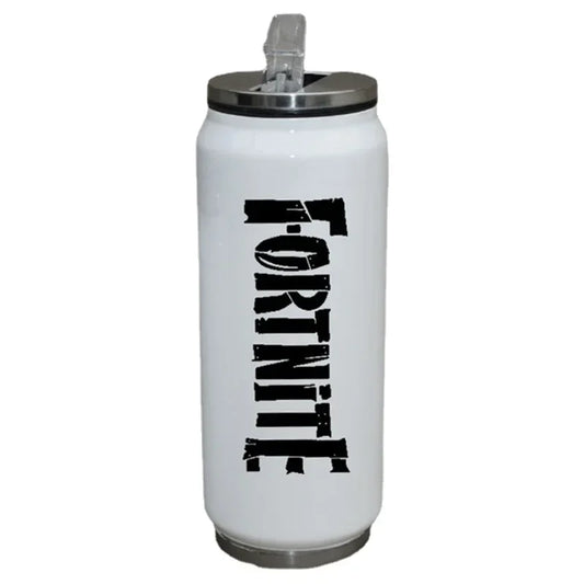 Copo Fortnite com Palhinha para Água, Caneca Desportiva de Exterior em Aço Inoxidável, Copo Portátil de Estudante para Café, 450ML, Presente de Aniversário