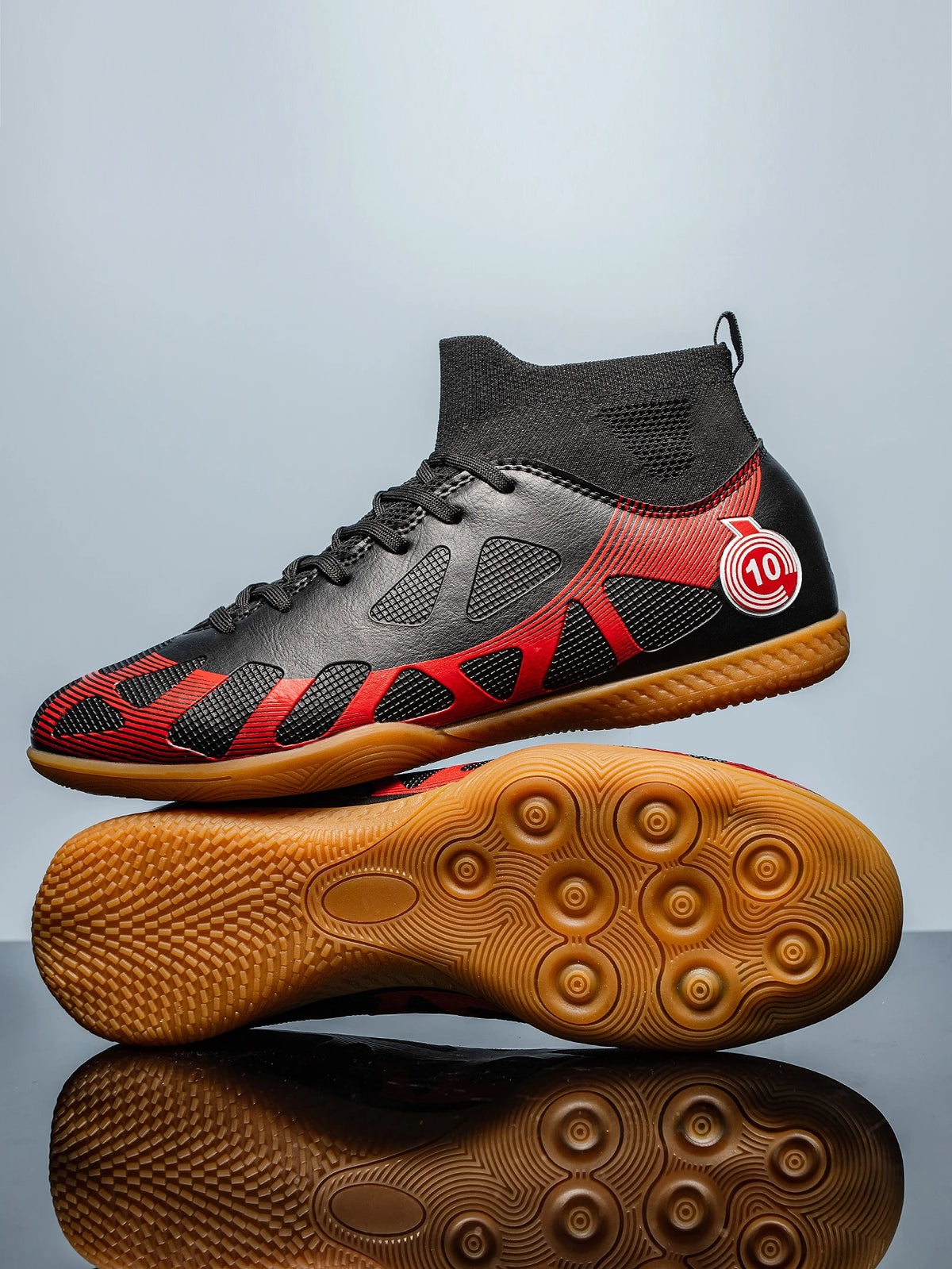 Men's Sports IC Indoor Flat Bottomed Football Shoes Adult High-Tops Wear Resisting Training Shoes Teenagers Non Slip Shoes