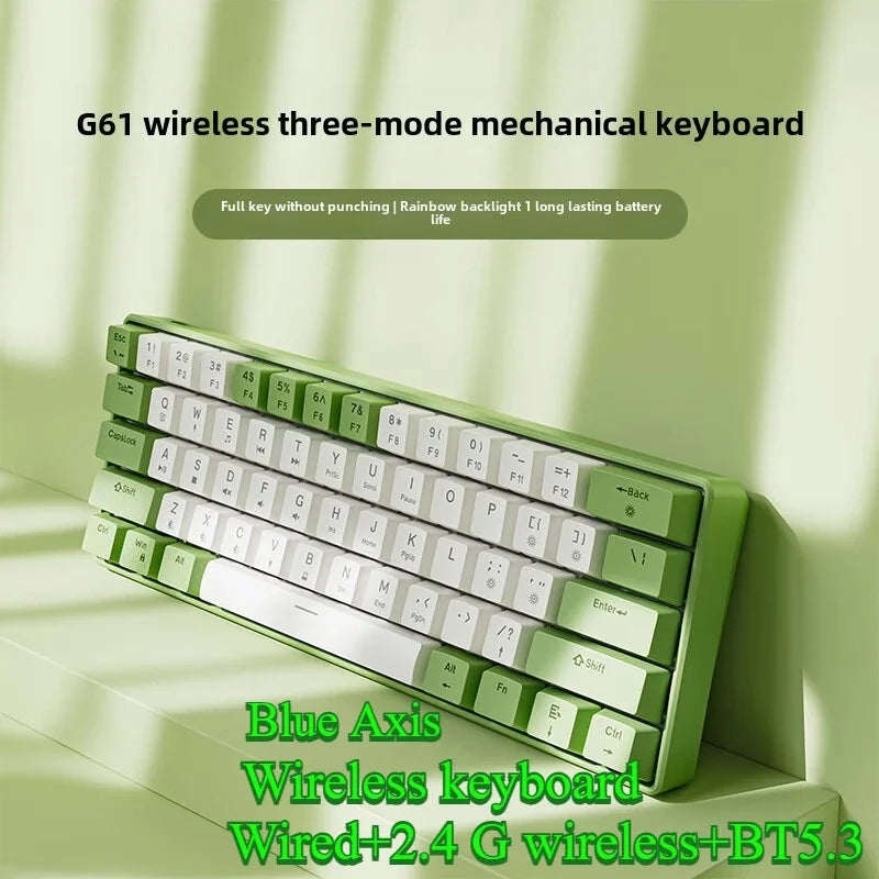 Wired Mechanical Keyboard 60% Gamer Bluetooth Backlit Keyboards for Tablet Mini Ergonomic Key Board White
