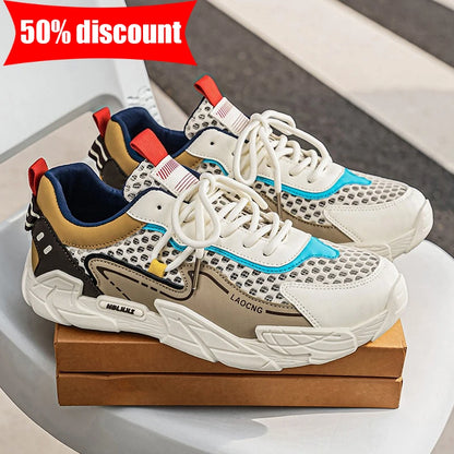 Scarpe sportive da uomo estive in rete, casual e alla moda, con lacci, scarpe da passeggio, nuove, per giovani, comode per gli spostamenti quotidiani, versatili, sneakers