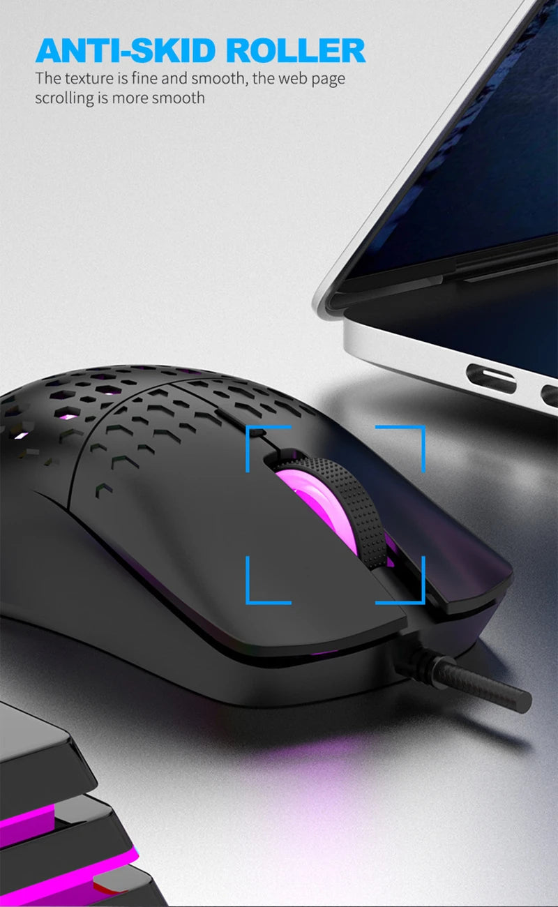OnePlus G701 Wired Gaming Mouse, 6-Button Honeycomb RGB Gaming Mouse for PC, Ergonomic USB Wired Gaming Mouse for Windows, macOS & Office Use