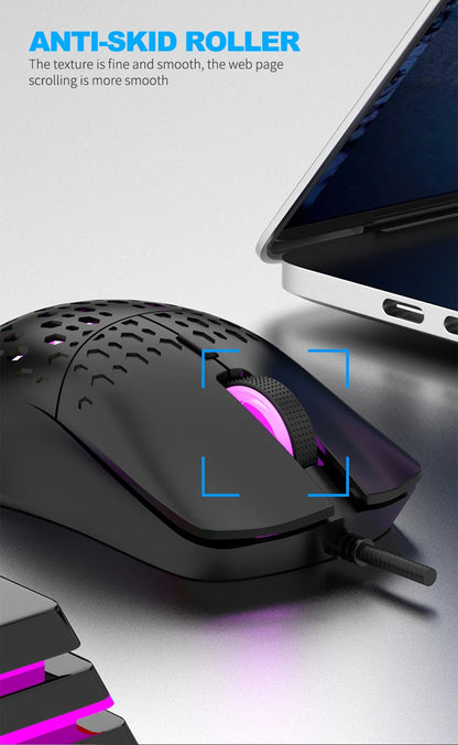 OnePlus G701 Wired Gaming Mouse, 6-Button Honeycomb RGB Gaming Mouse for PC, Ergonomic USB Wired Gaming Mouse for Windows, macOS & Office Use