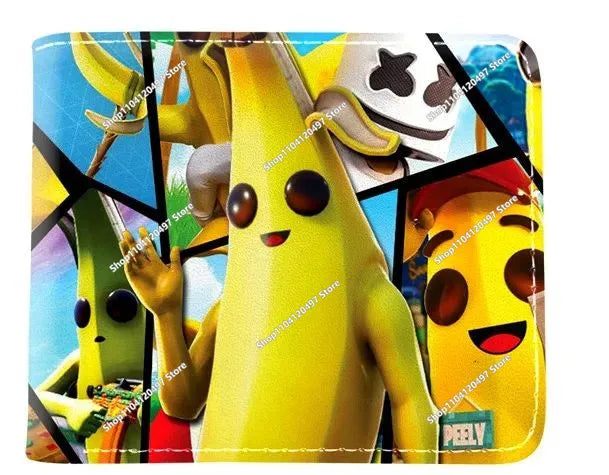 Fortnite Shooting Game Peripheral PU Snap Button Wallet Anime Coin Purse Folding Leather Wallet Card Holder Student Gifts