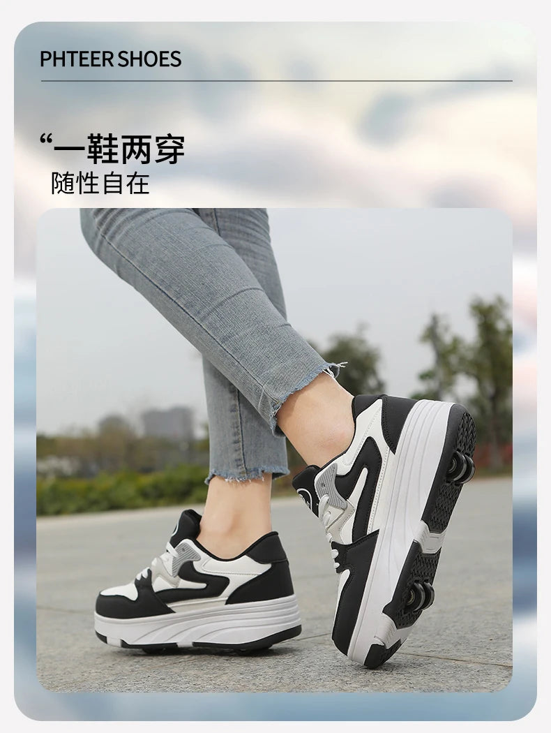 Children's Outdoor Sports Roller Skates Shoes Single Row Wheel kids Sliding Shoes four-Wheel for boys and grils