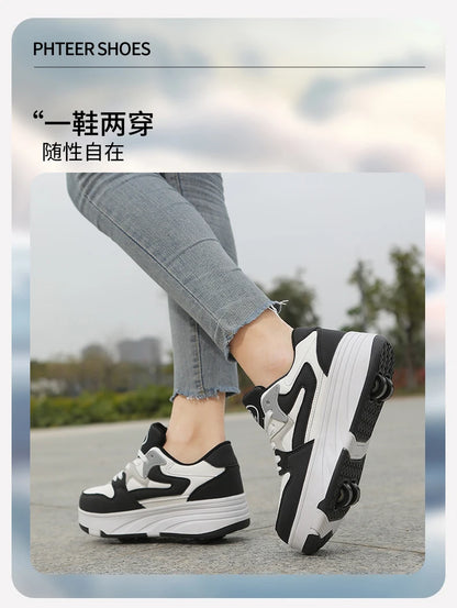Children's Outdoor Sports Roller Skates Shoes Single Row Wheel kids Sliding Shoes four-Wheel for boys and grils