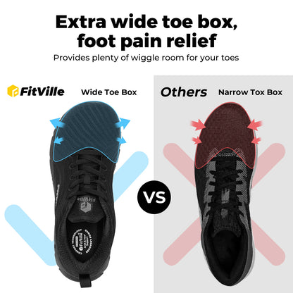 FitVille Wide Toe Box Shoes for Men Cushioned Well Extra Wide Width Shoes Non Slip Wide Lightweight Breathable Running Shoes