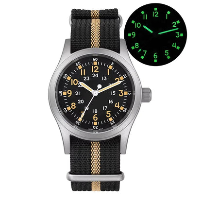 Militado ML05 Military Watch VH31 Sweep Quartz Movement Top Hat Domed Sapphire Crystal Vintage Watch 100m Waterproof Mens Watch