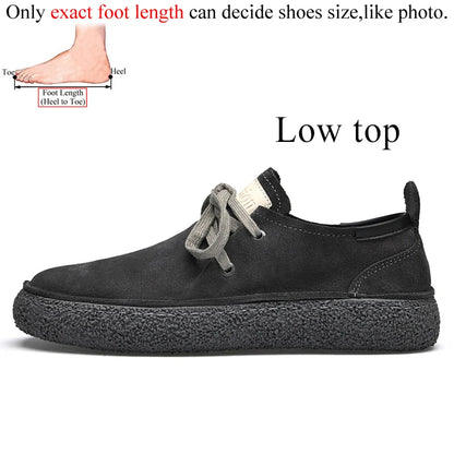 Luxury Brand Men Suede Leather Casual Shoes Genuine Leather Natural Handmade Anti-Skid Design Spring Autumn