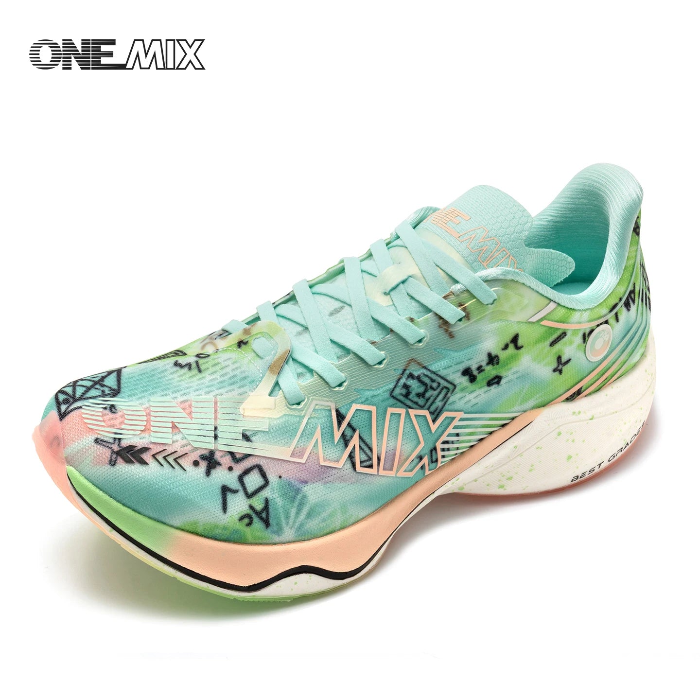 ONEMIX New Nylon Carbon Board Marathon Running Racing Shoes Shock-relief Professional Stable Support Ultra-light Rebound Sneaker