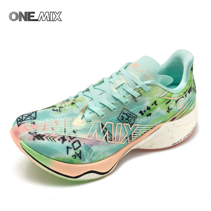 ONEMIX New Nylon Carbon Board Marathon Running Racing Shoes Shock-relief Professional Stable Support Ultra-light Rebound Sneaker