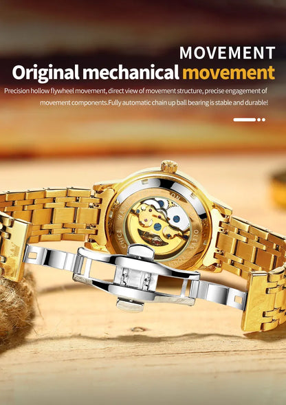 OLEVS 9901 Mens WatchLuxury Hollowing Mechanical Wristwatch Waterproof Luminous Stainless Steel Fashion Automatic Watch For Man