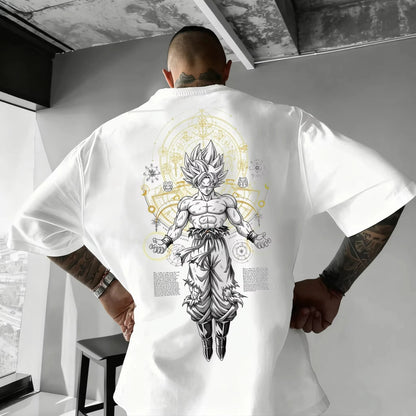 Summer 2026 Dragon Ball oversized T-shirt with power cord, Little Goku, artistic print, neutral casual Y2K