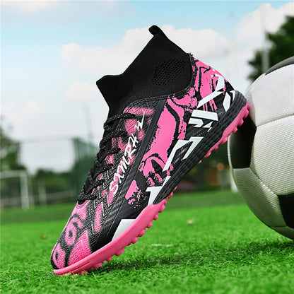 Double Star Men's High-Top TF Turf Football Boots, Youth & Student Edition, Adult & Kids, Professional Match & Training Soccer S