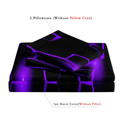 3pcs Geometric 3D Hexagonal Honeycomb Pattern Duvet Cover Set, Digital Print Colorful Polyester Bedding with Zipper Closure