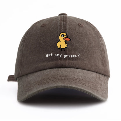 1pc GOT ANY GRAPES Print Washed Baseball Cap for Adults,Minimalist Retro Style Casual Soft Adjustable Dad Hat,Perfect As Gift