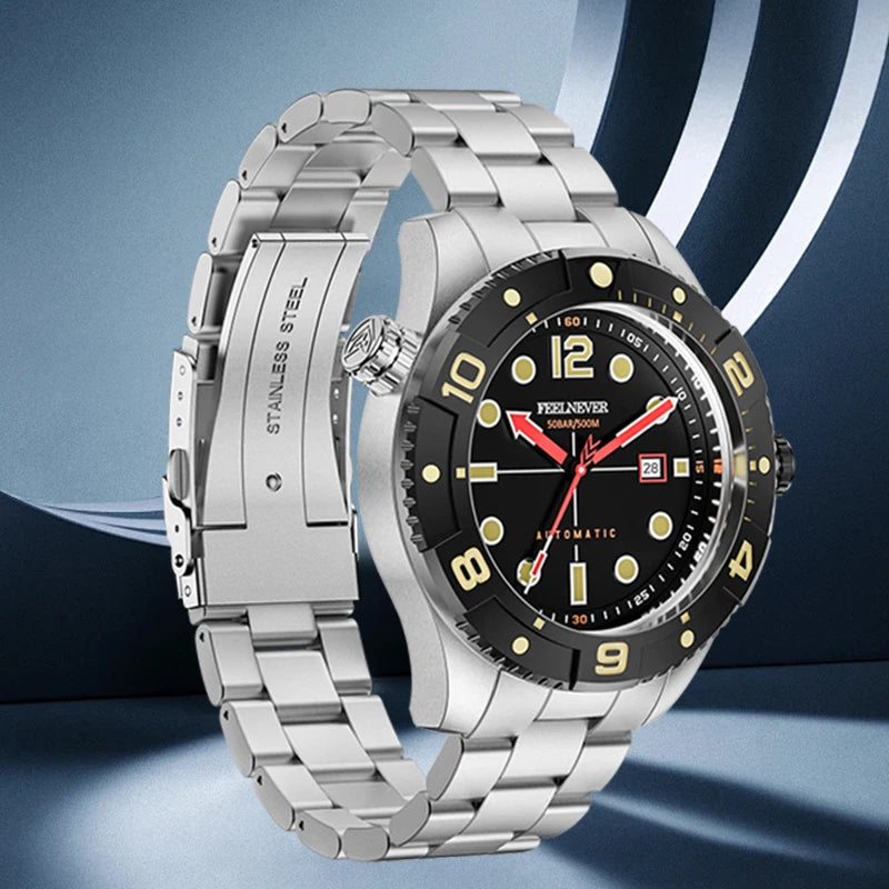 FeelNever Top Brand Luxury Mechanical Watch Profession Casual Sport Stainless Steel Automatic Men's Watches Fashion Wristwatches